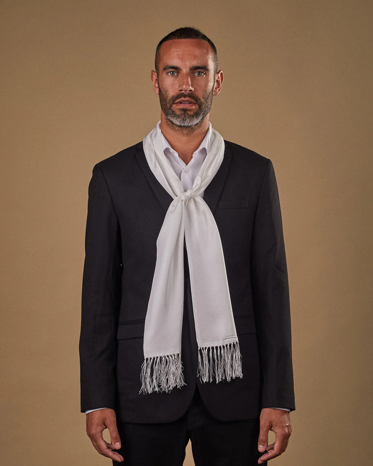 Silk Aviator Scarf in White - The Air White Aviator - Image 4