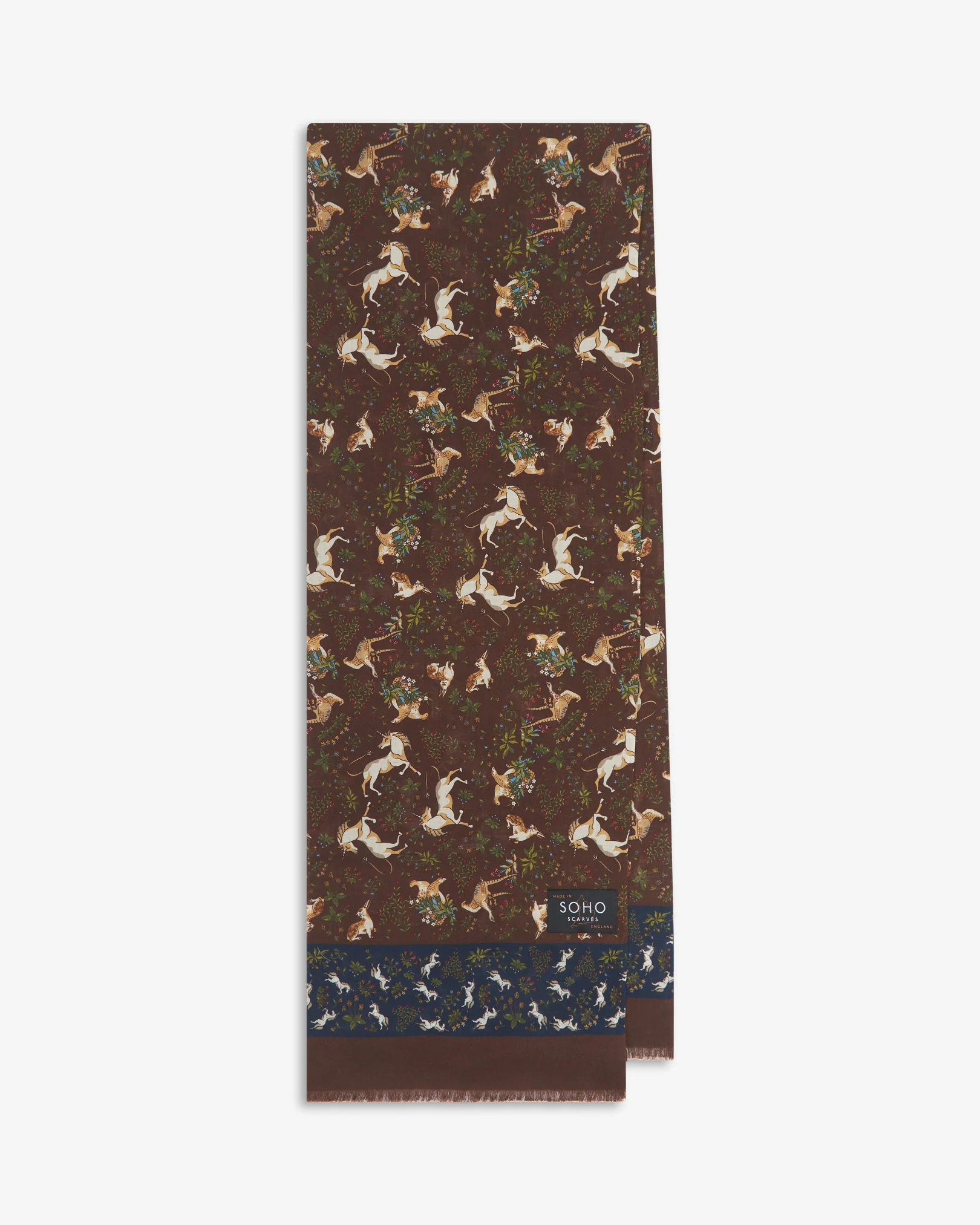UK Wool and Silk Scarf - Avalon in Hawk & Dark Blue - Image 3