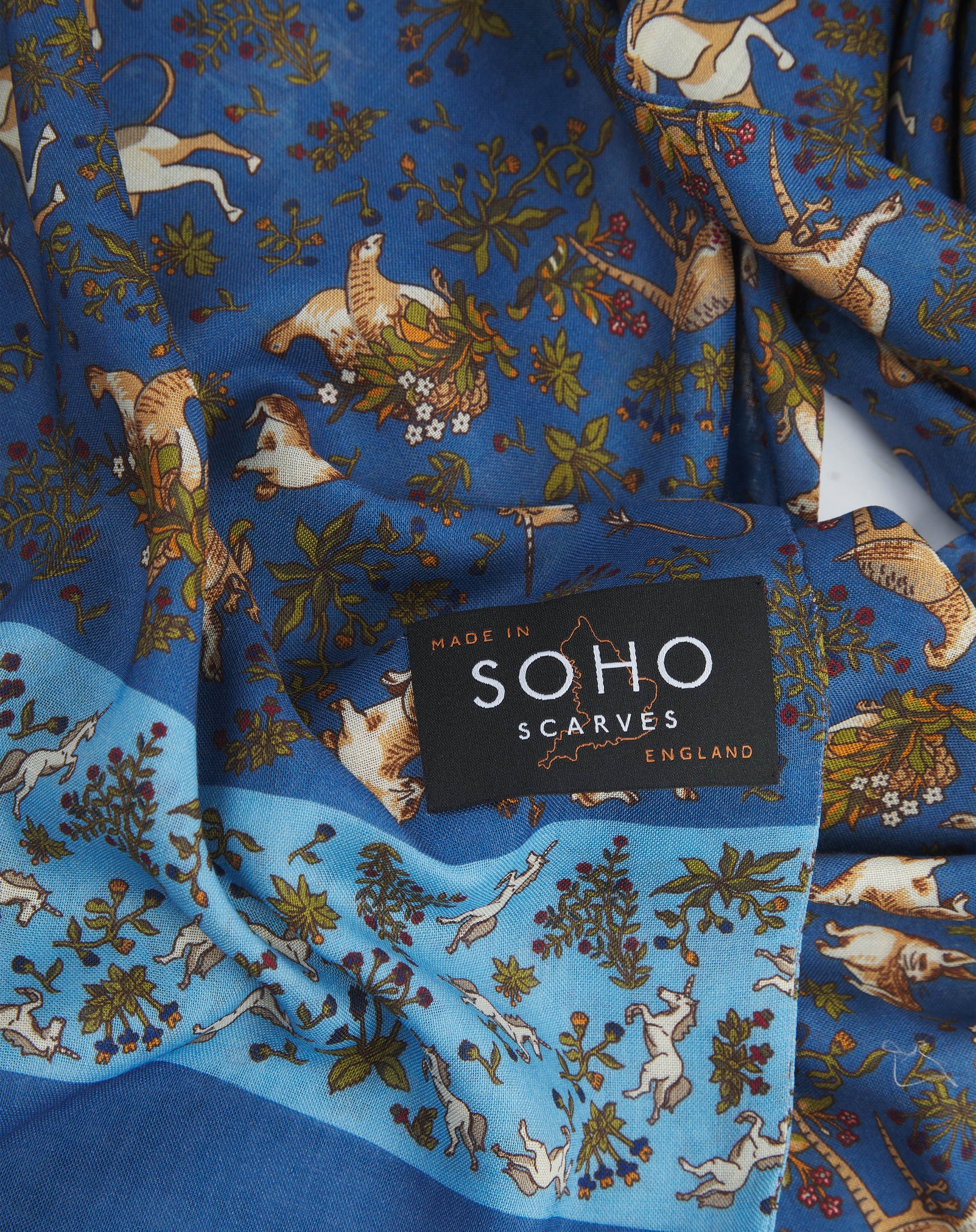 UK Wool and Silk Scarf - Avalon in Sky Blue & Summer Blue - Image 2