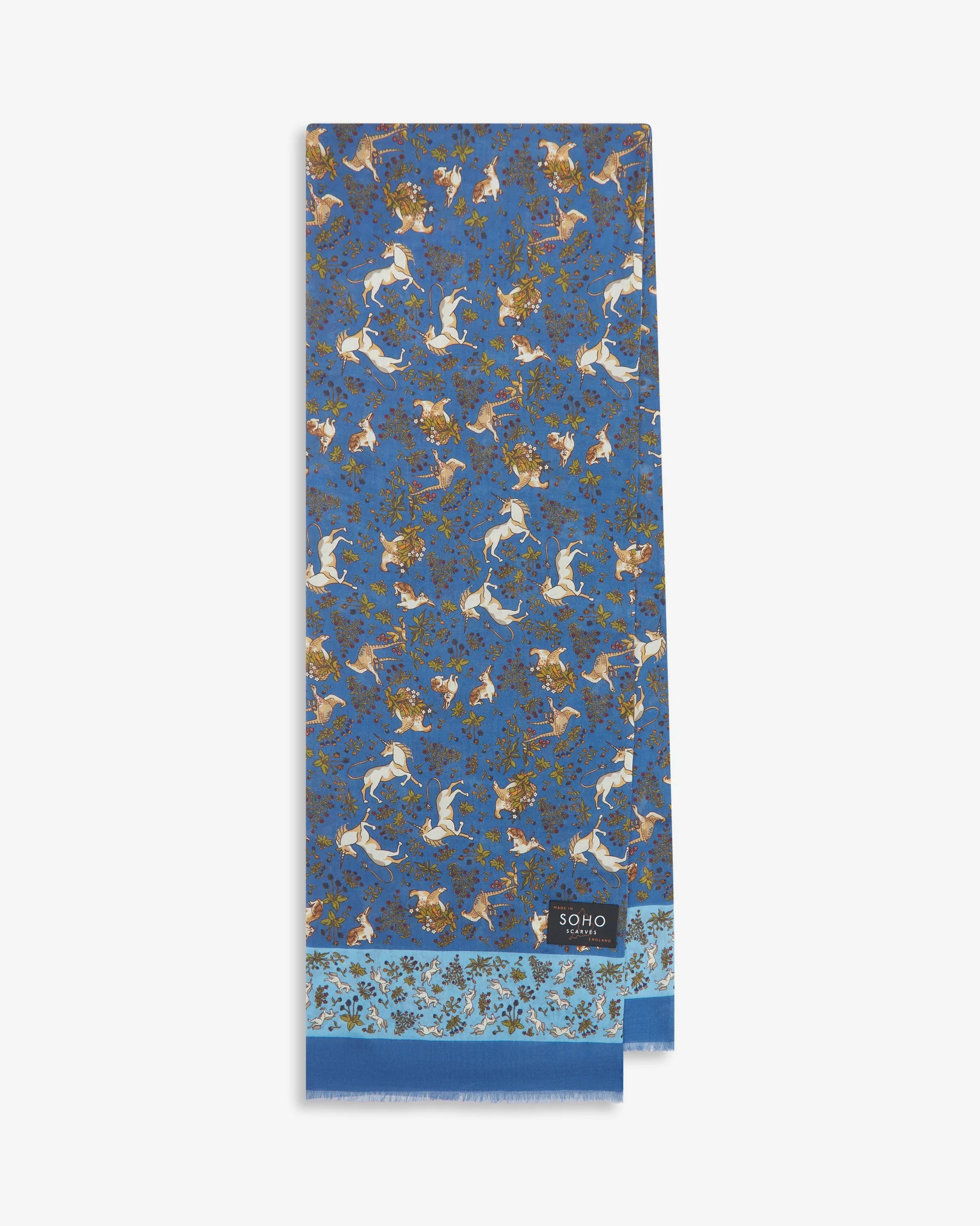 UK Wool and Silk Scarf - Avalon in Sky Blue & Summer Blue - Image 3