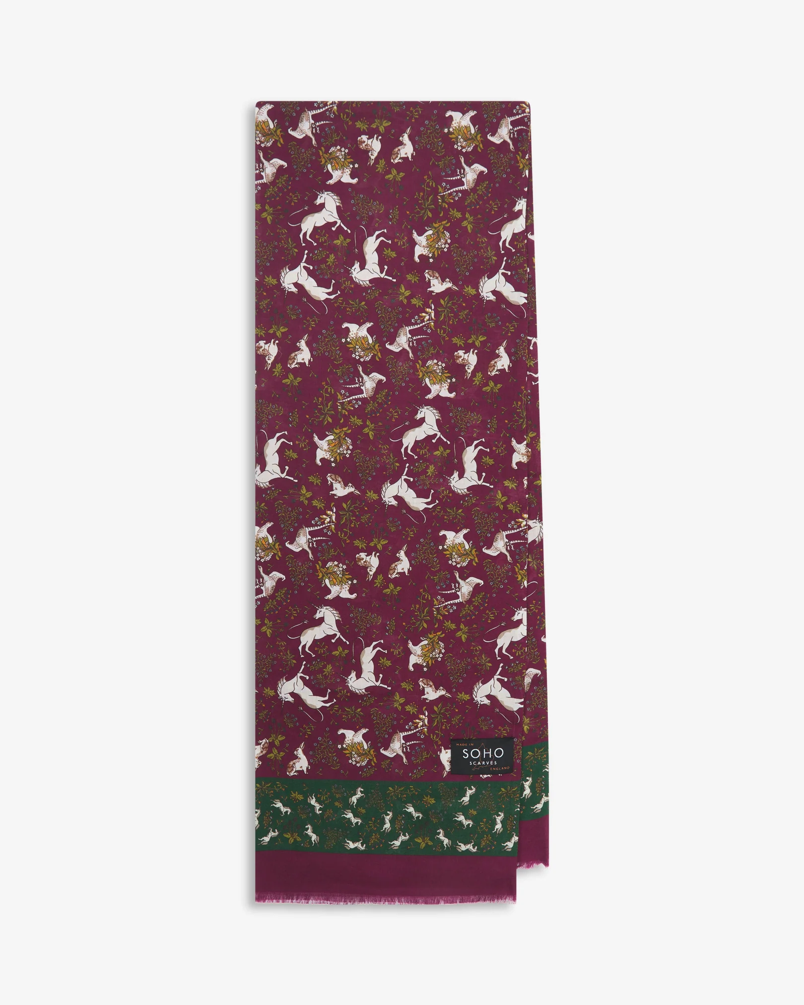 UK Wool and Silk Scarf - Avalon in Wine & Ivy - Image 3