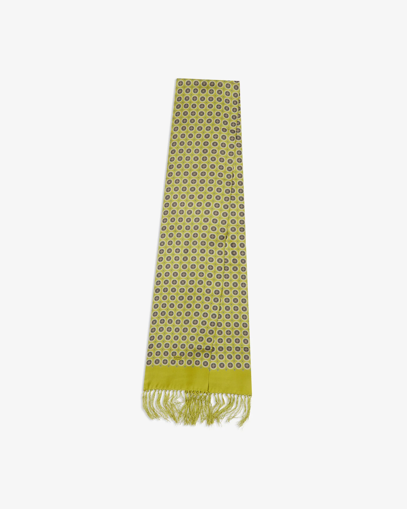 Silk Aviator Scarf - Geometric Pattern - Bellingham Lime - Image 3