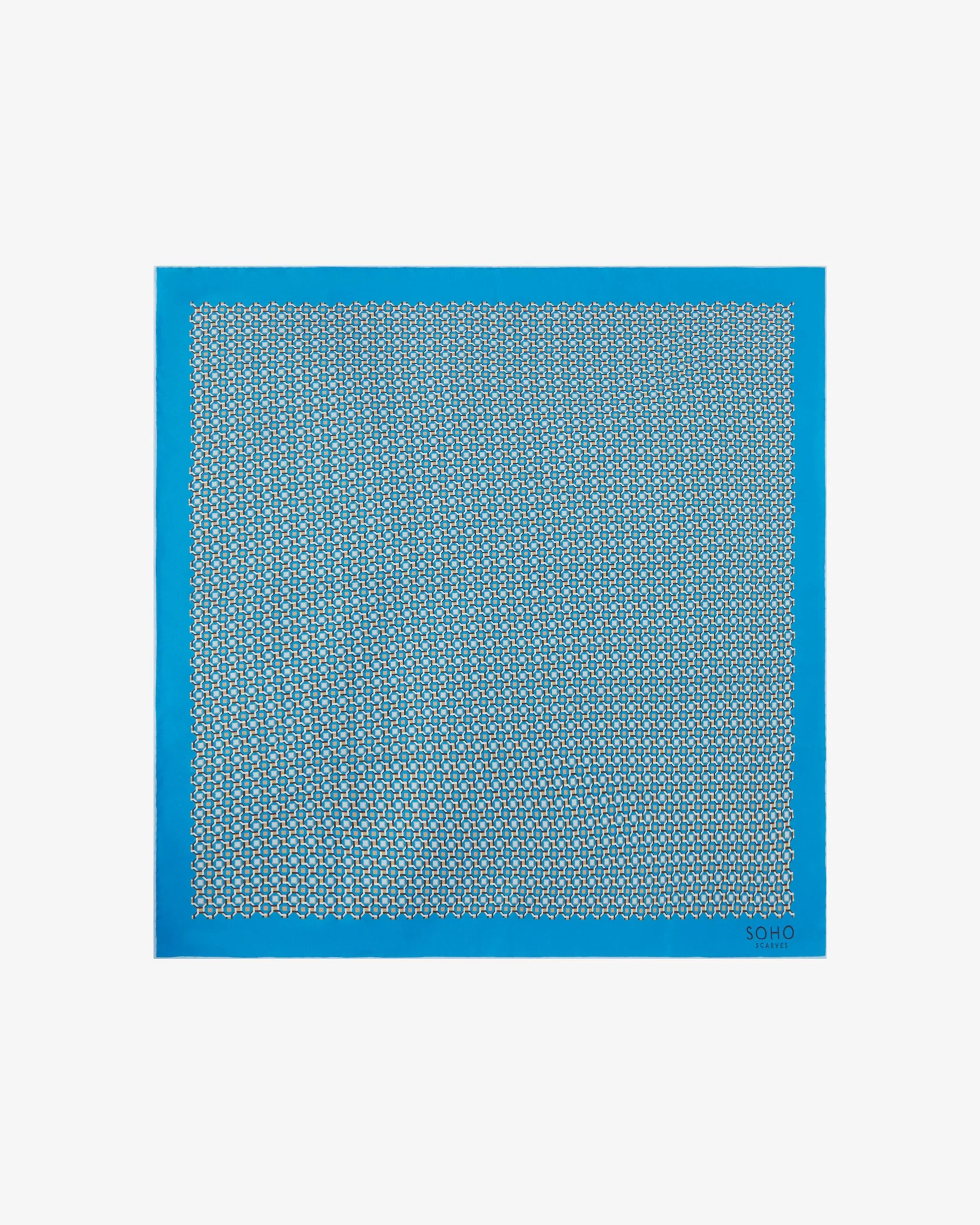 Silk Geometric Neckerchief - Berwick in Turquoise Stone - Image 3