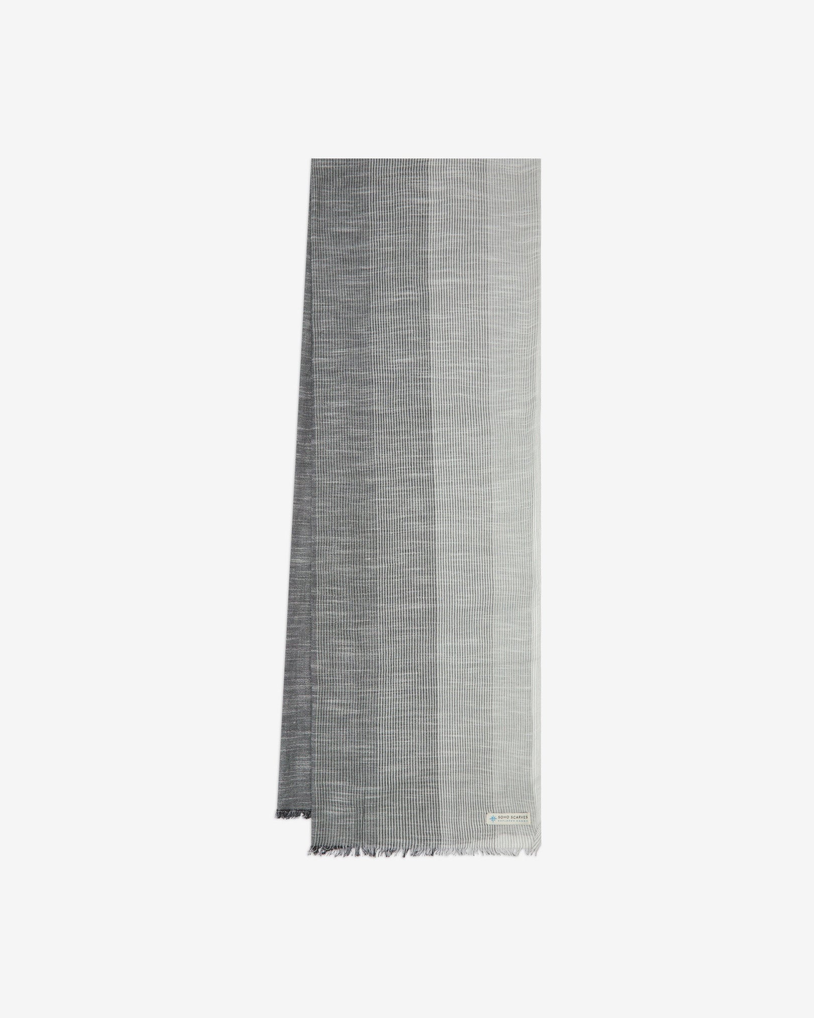 Cotton Scarf in Grey & White - The Bonington - Image 3