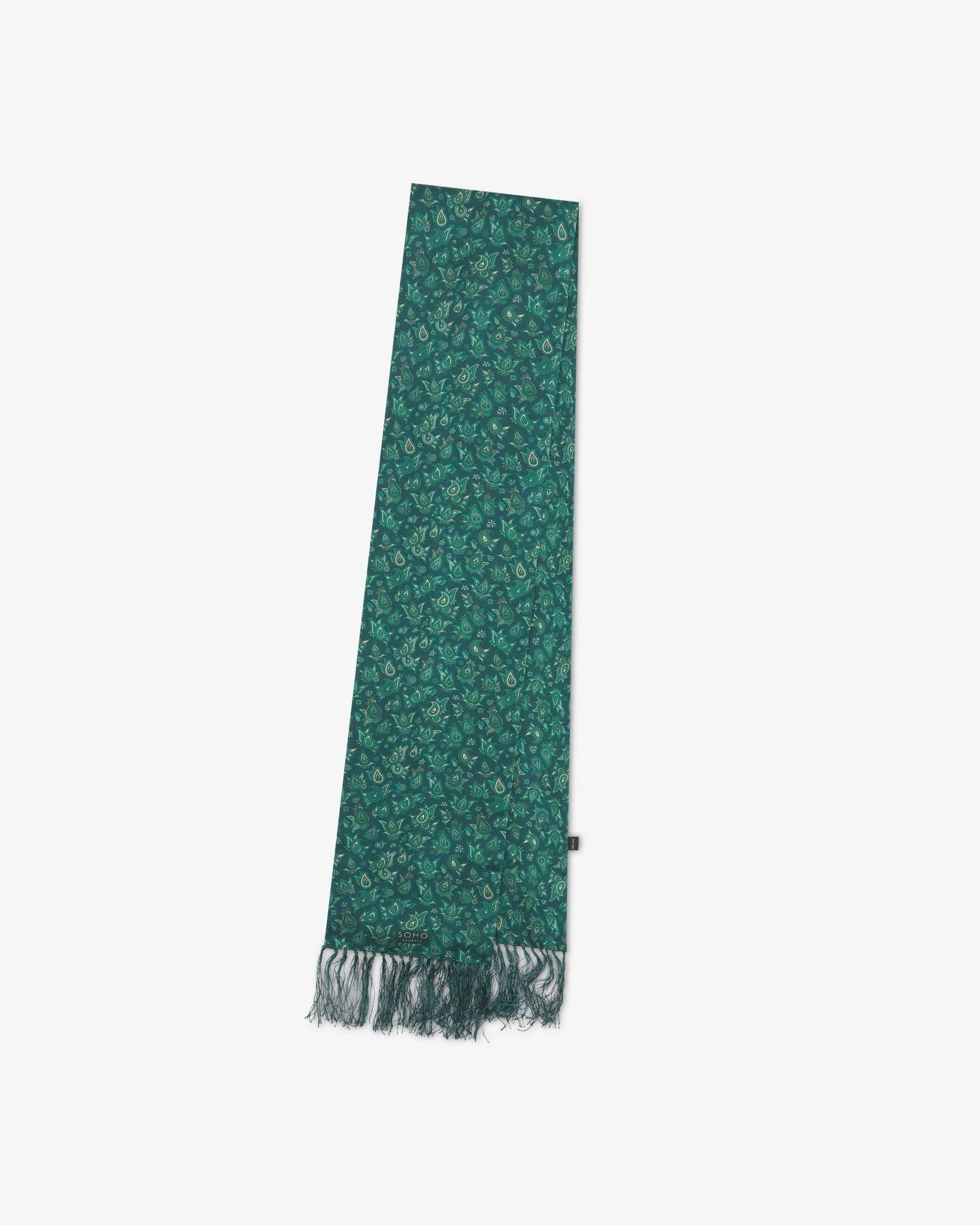 Silk Aviator Scarf in Emerald Paisley - The Buttermere - Image 3
