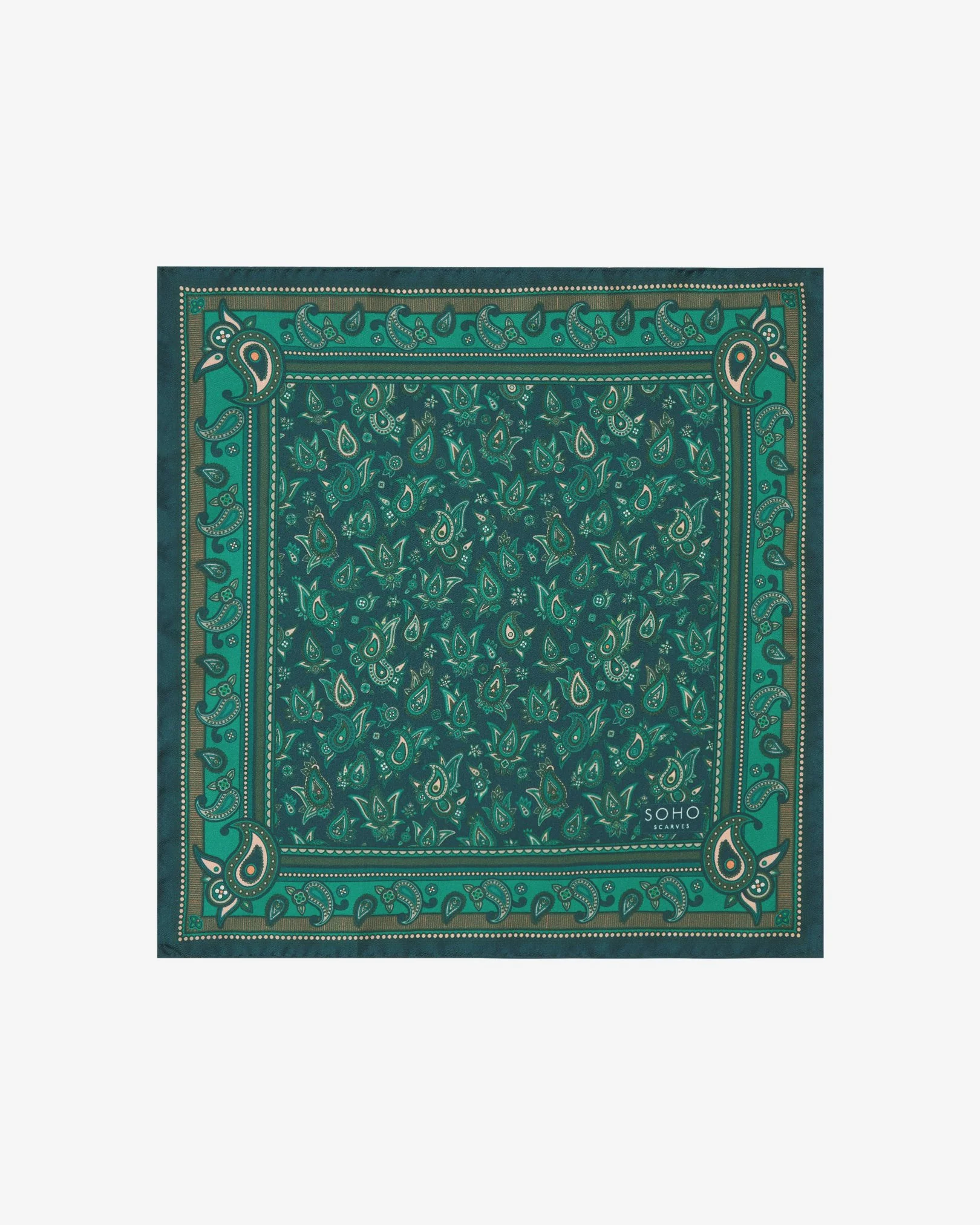 Silk Pocket Square - Emerald Paisley | The Buttermere