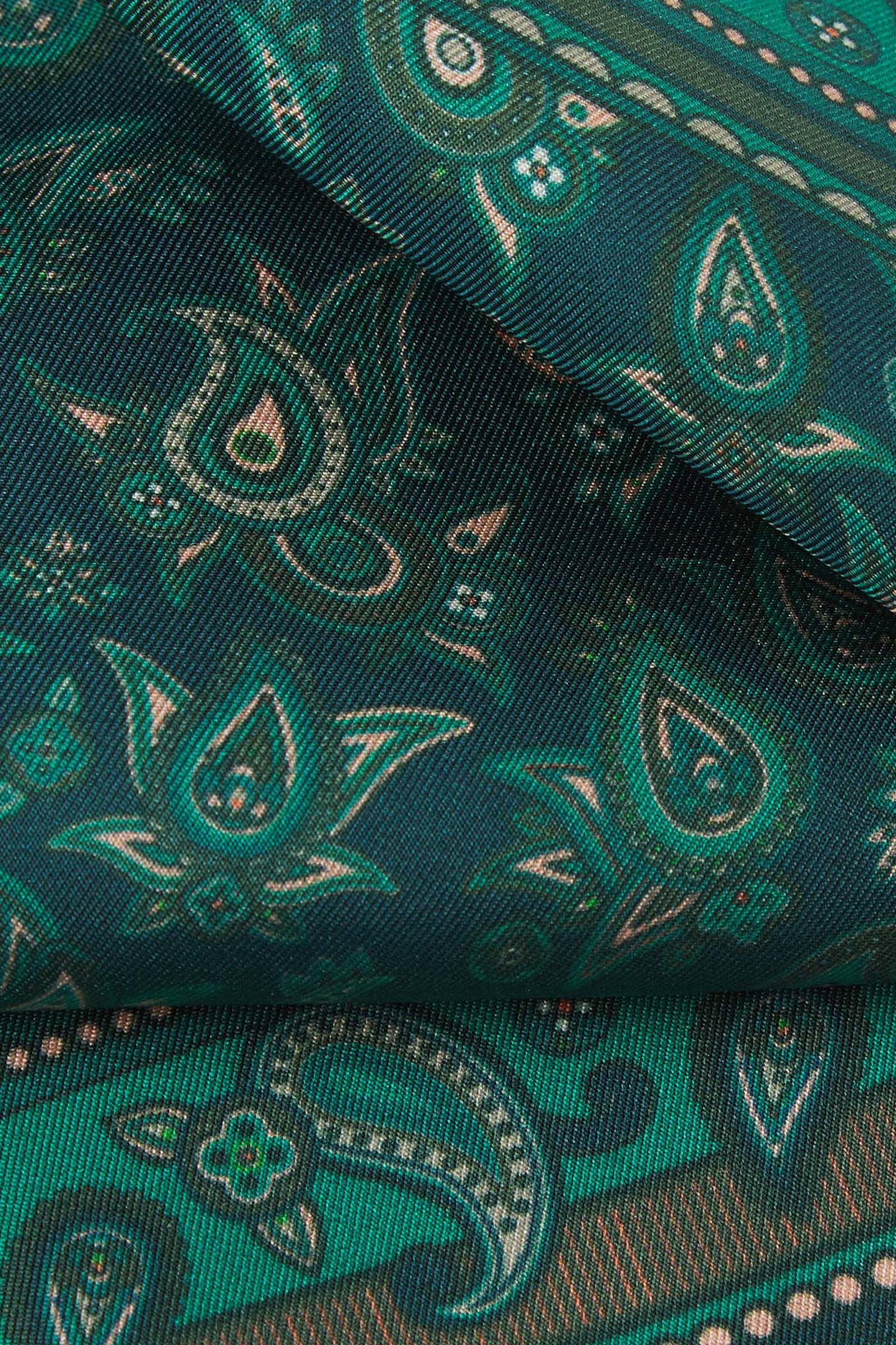 Silk Pocket Square - Emerald Paisley | The Buttermere - Image 3