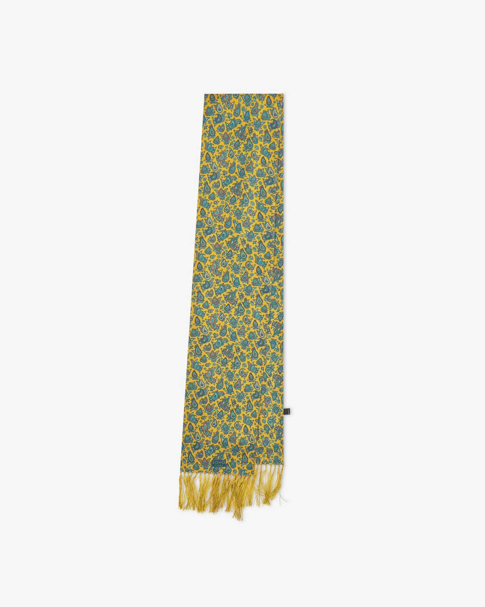 Silk Aviator Scarf in Gold Paisley - The Buttermere - Image 3