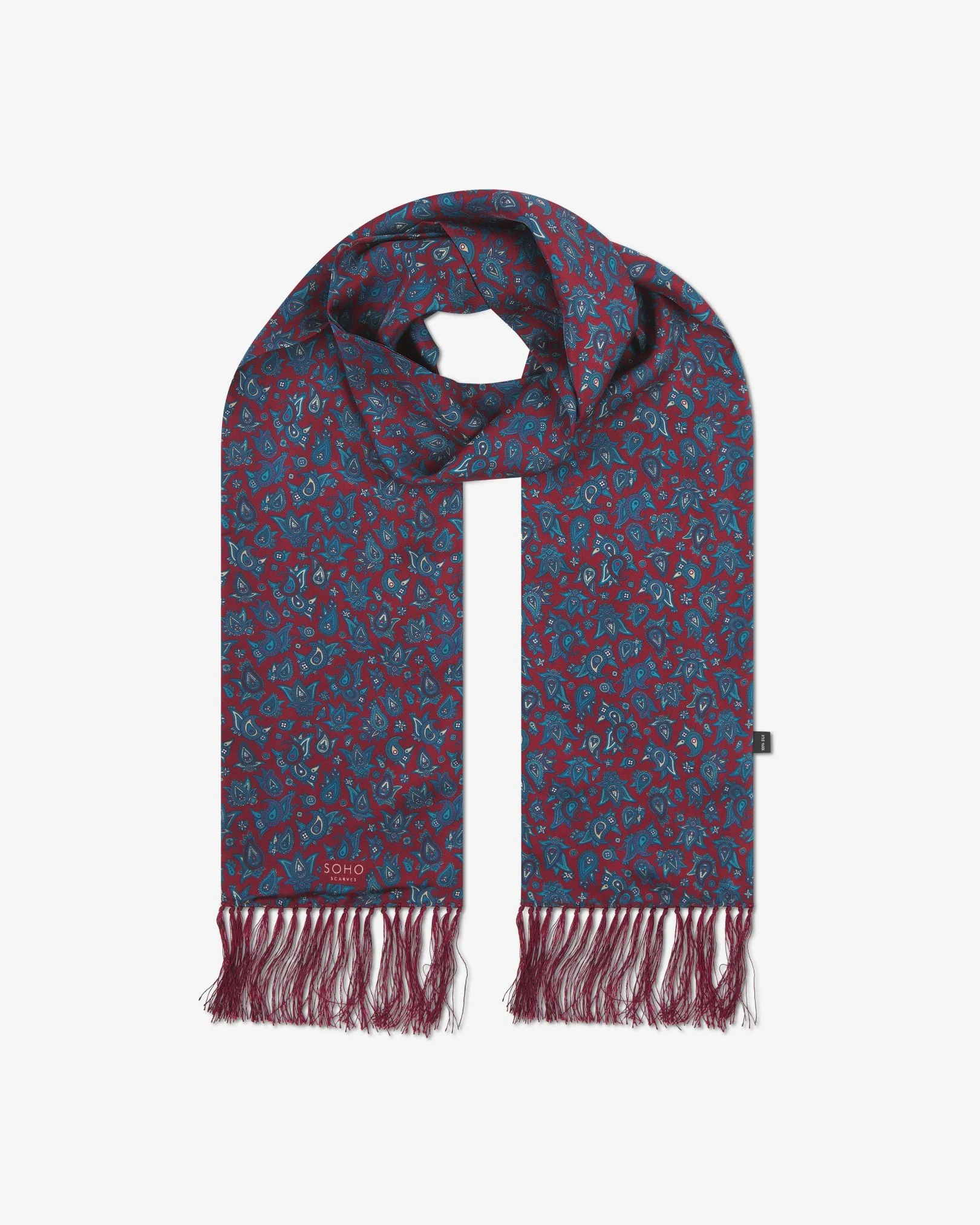 Silk Aviator Scarf in Rust Paisley - The Buttermere