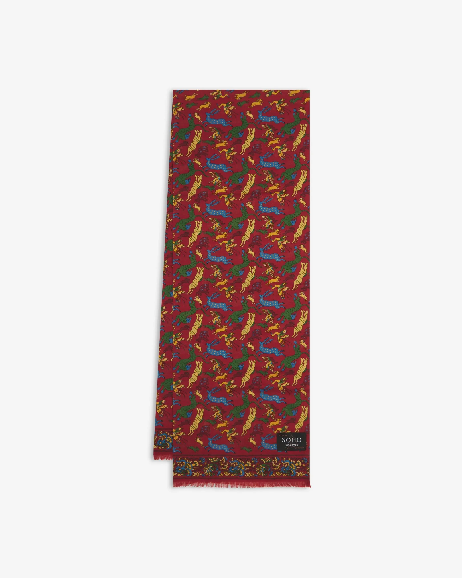 UK Wool and Silk Scarf - Woodland Creatures in Rust - Image 3