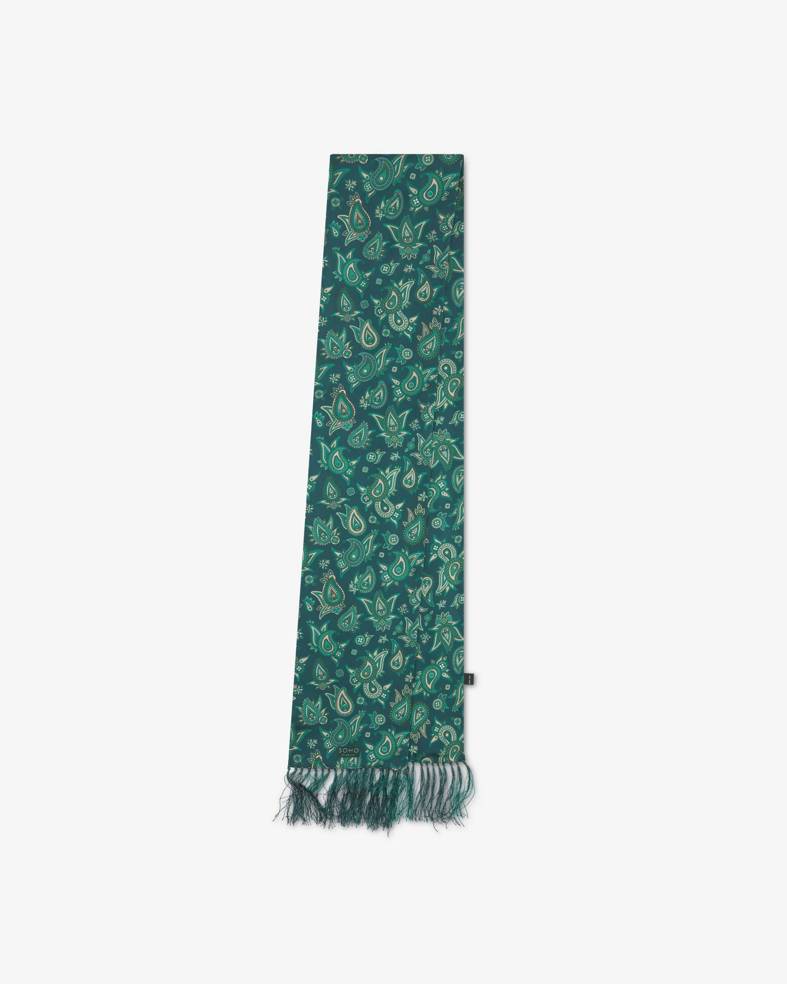 Silk Aviator Scarf in Emerald Paisley - The Grassmere - Image 3