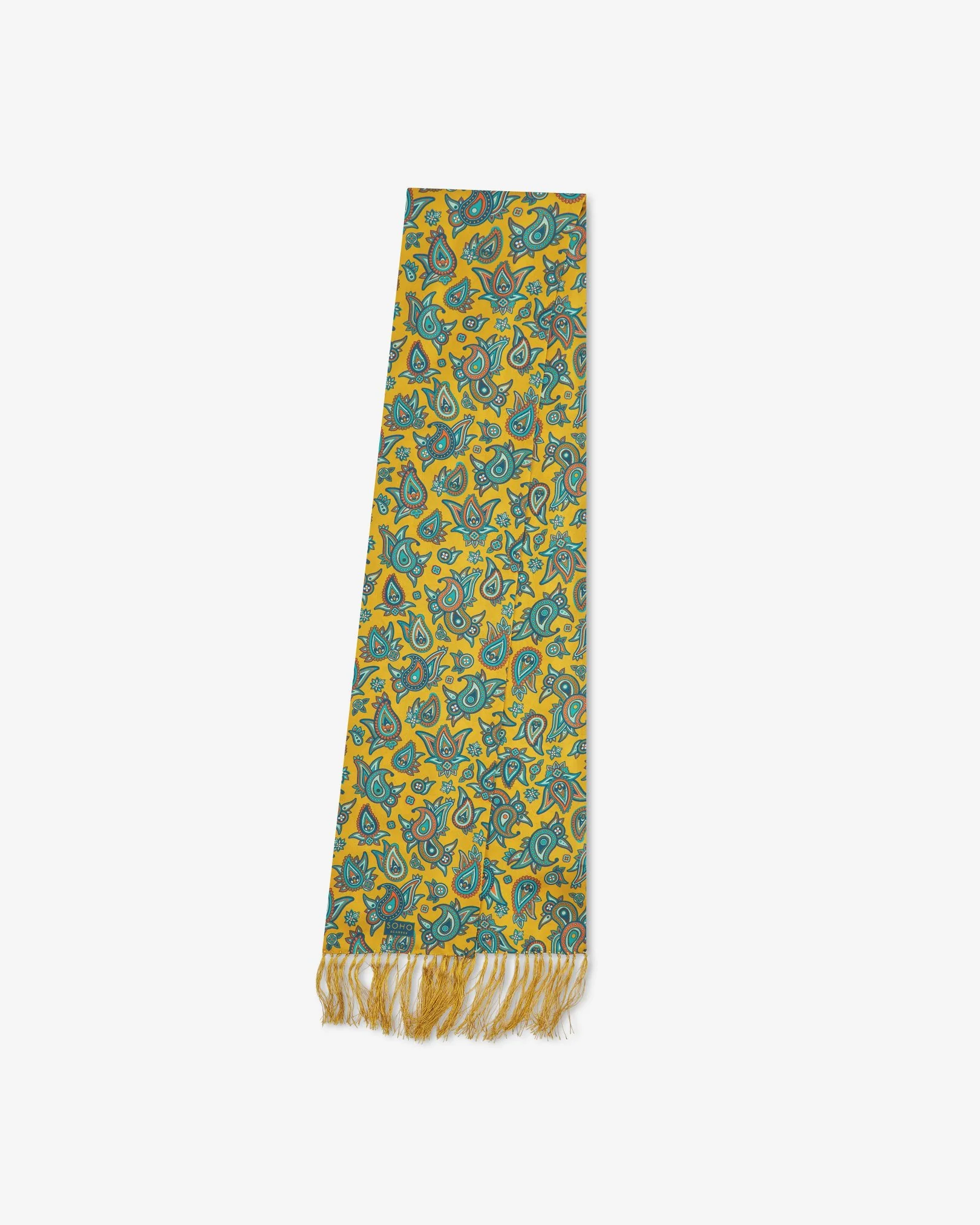 Silk Aviator Scarf in Gold Paisley - The Grassmere - Image 3