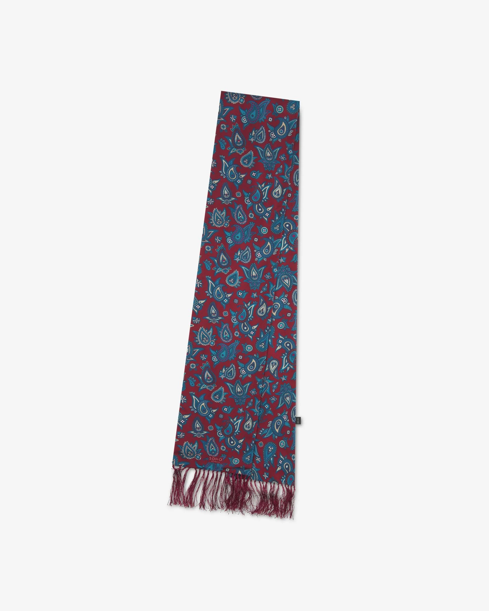 Silk Aviator Scarf in Rust Paisley - The Grassmere - Image 3