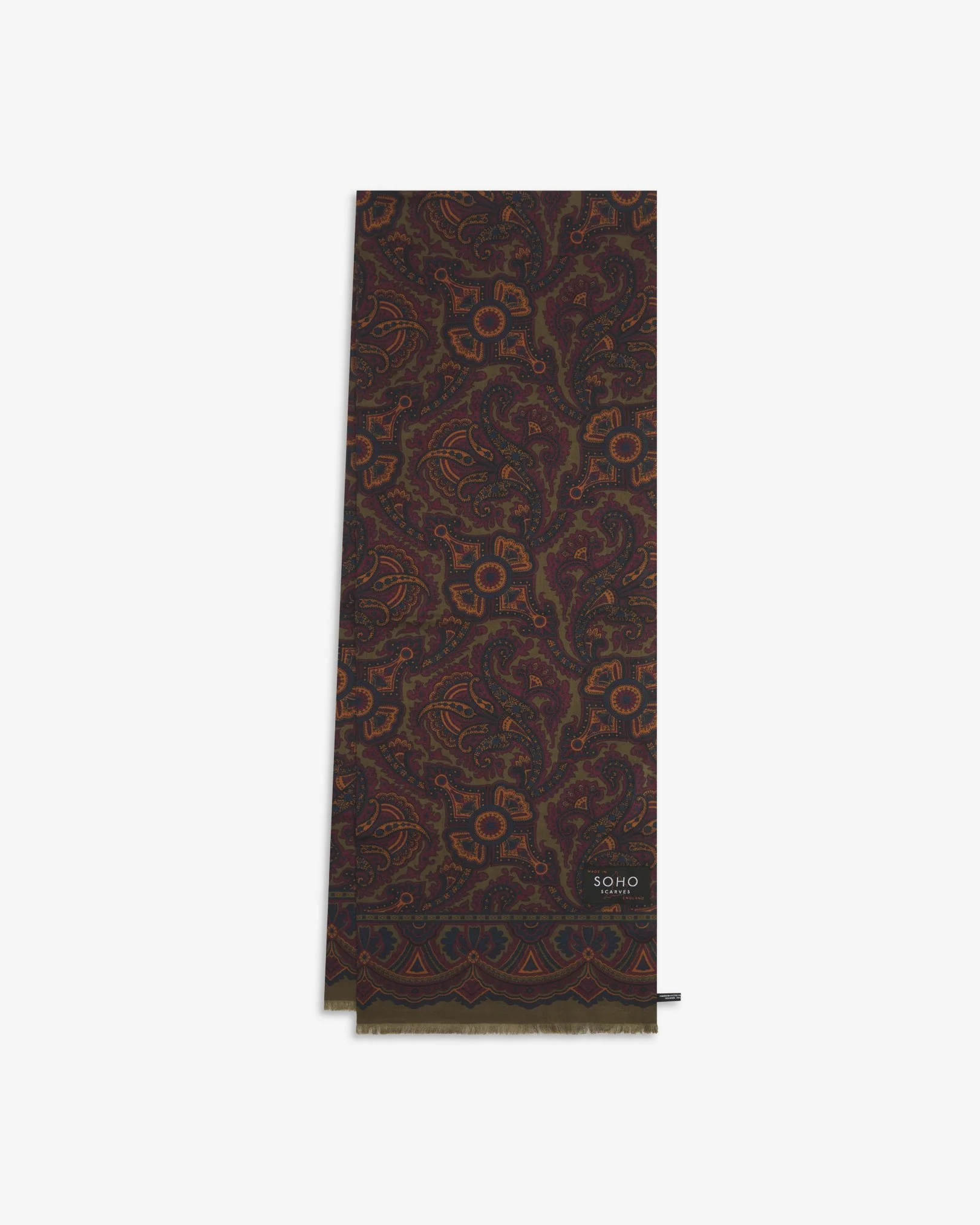 UK Wool and Silk Scarf - Paisley in Highland Green - Image 3