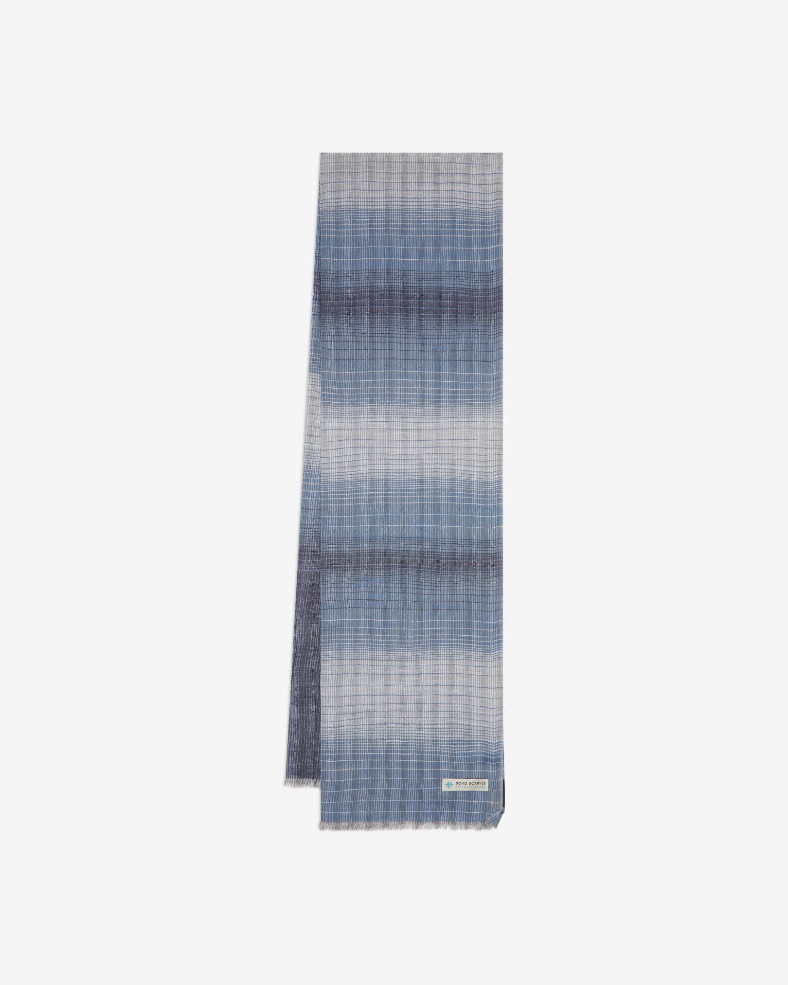 Cotton Scarf in Blue & Grey - The Houlding - Image 3