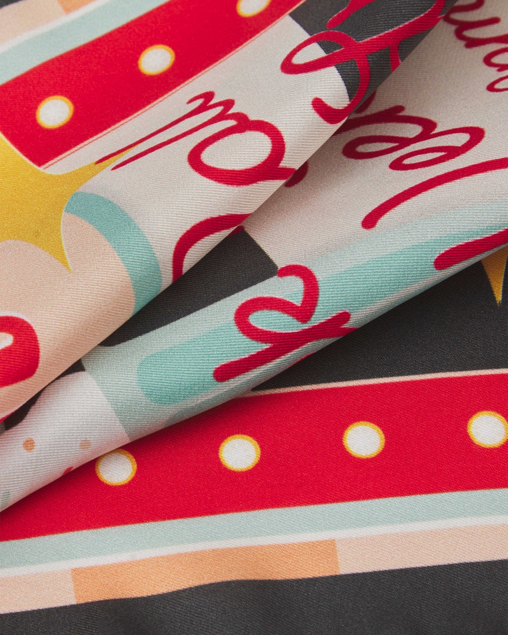 Silk Pocket Square - 1950's | Milkshake on Charcoal - Image 3