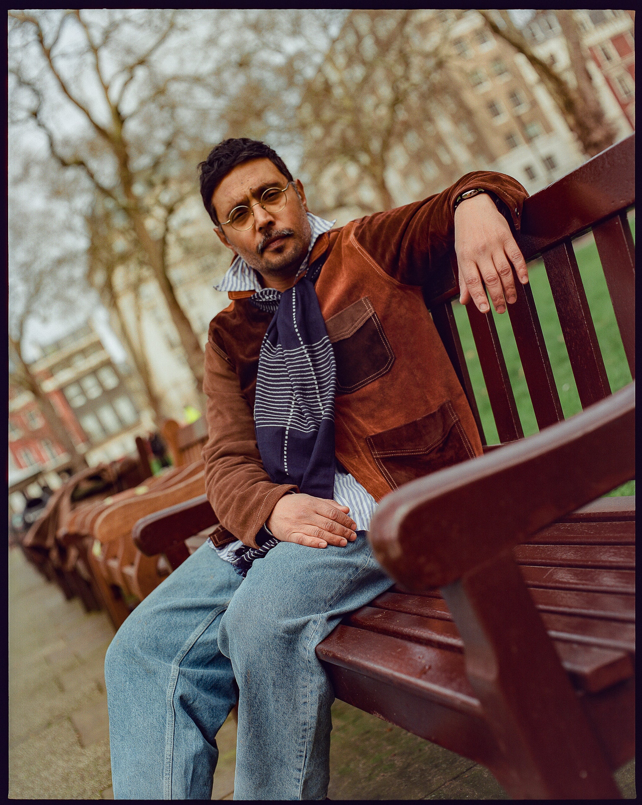 Cotton Scarf in Navy & White - The Peake - Image 5