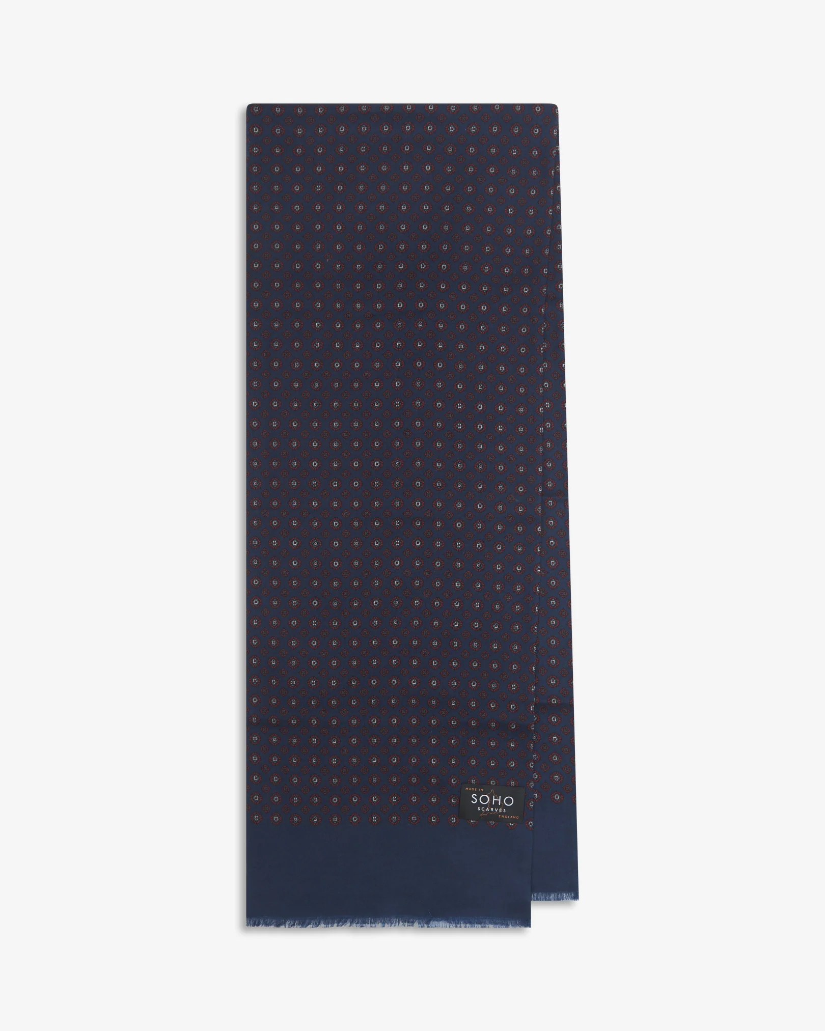 UK Wool and Silk Scarf - Putney in Shadow Blue & Maroon - Image 3