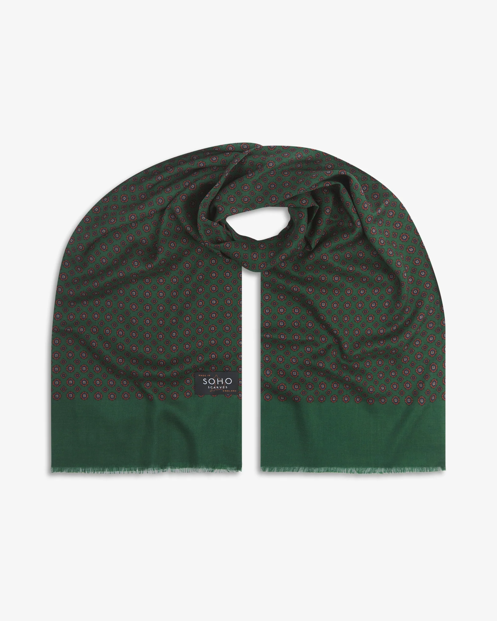 UK Wool and Silk Scarf - Putney in Scots Pine & Orange