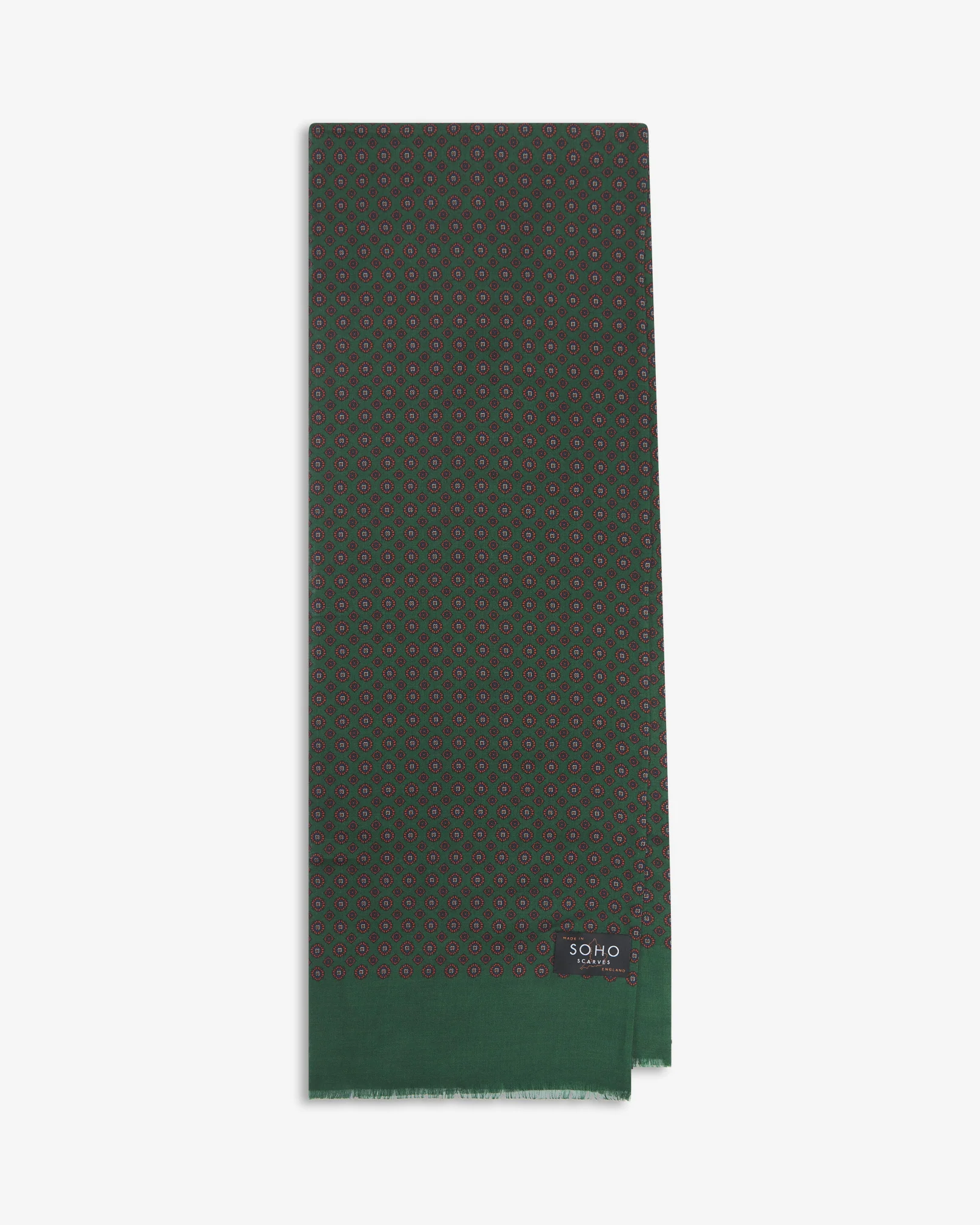 UK Wool and Silk Scarf - Putney in Scots Pine & Orange - Image 3