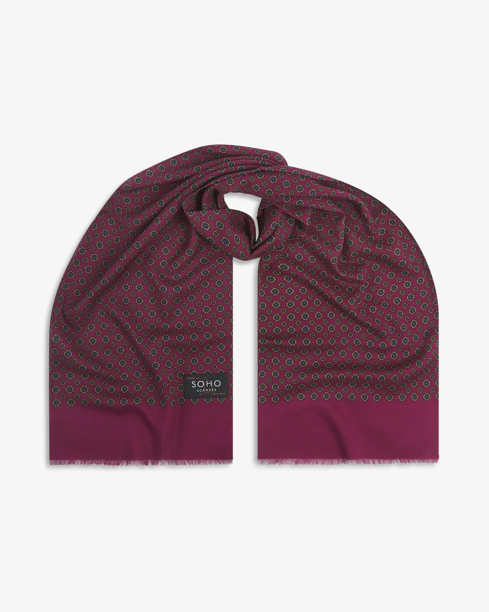 UK Wool and Silk Scarf - Putney in Magenta & Royal Blue