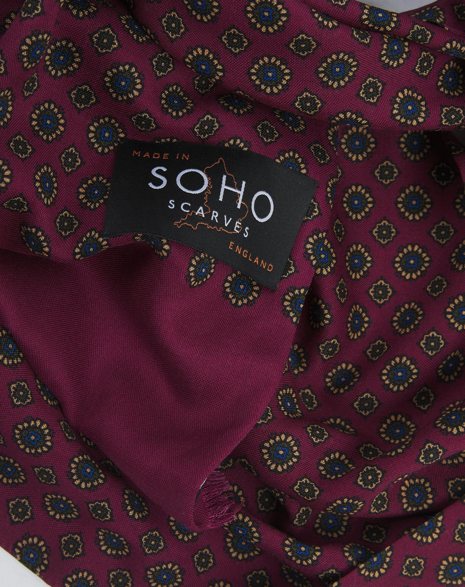UK Wool and Silk Scarf - Putney in Magenta & Royal Blue - Image 2