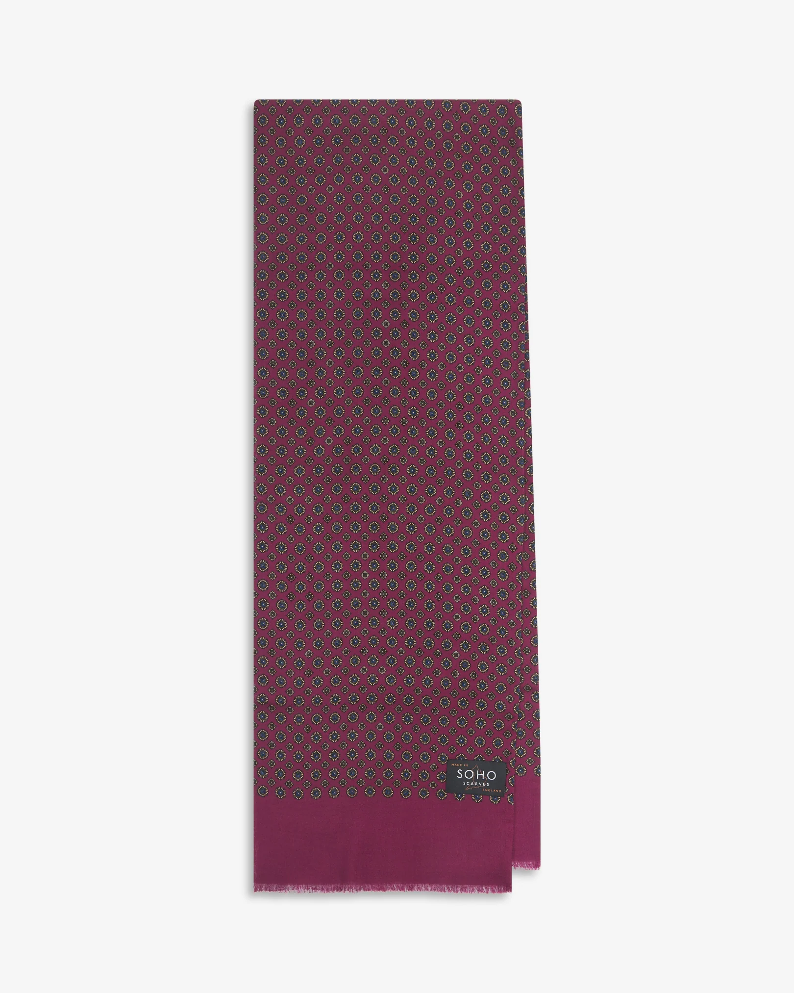 UK Wool and Silk Scarf - Putney in Magenta & Royal Blue - Image 3