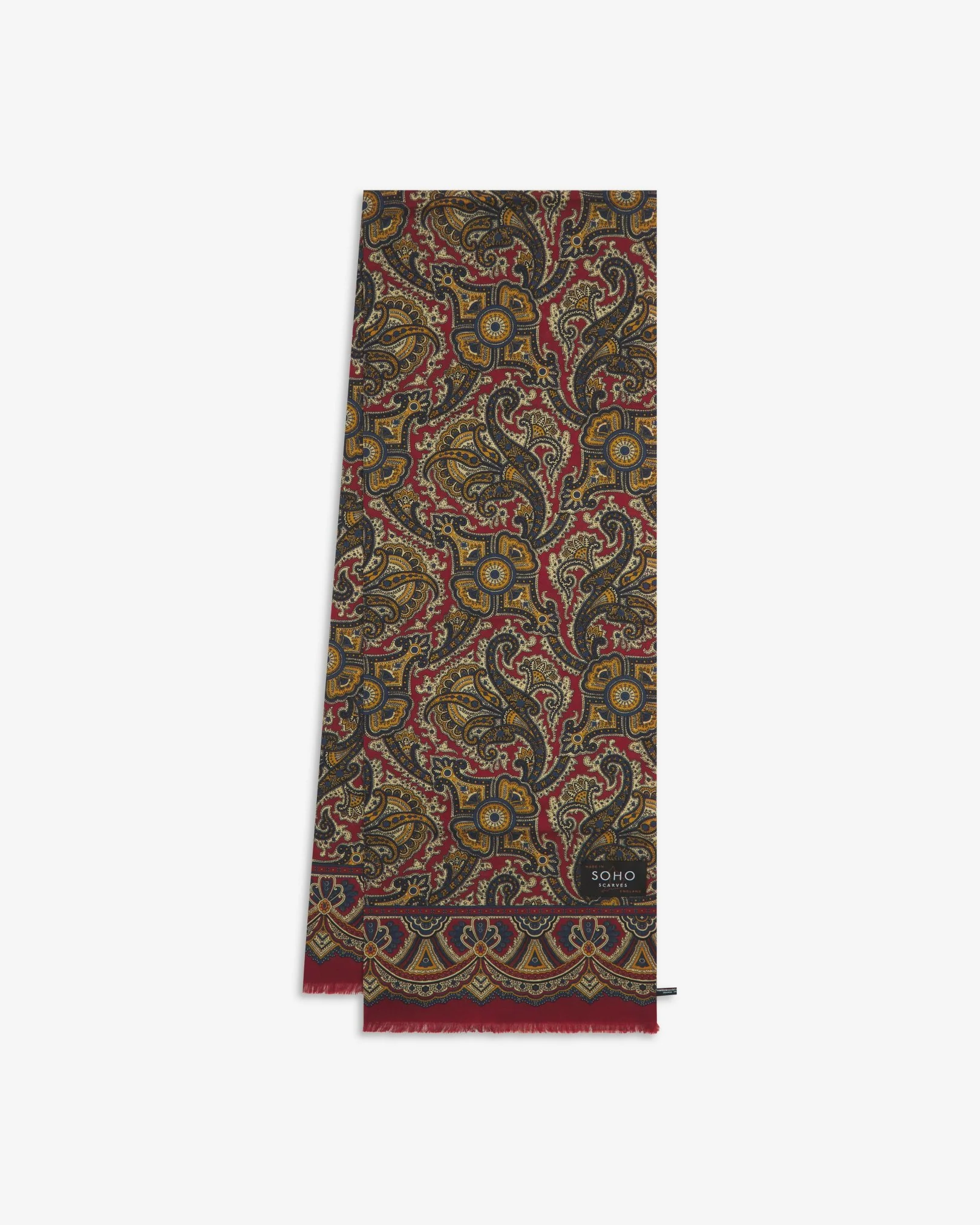 UK Wool and Silk Scarf - Paisley in Red - Image 3