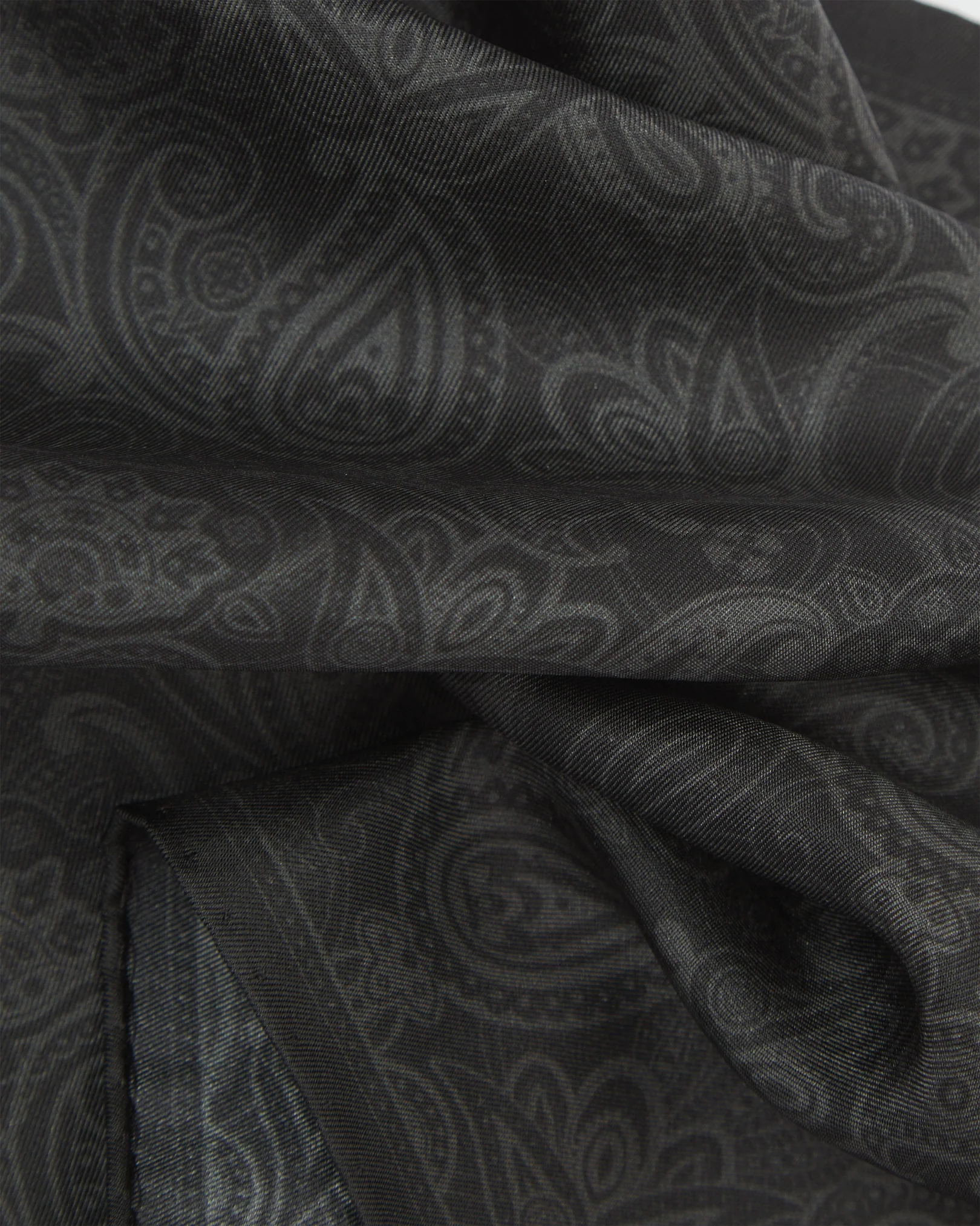 Silk Pocket Square - Tonal Paisley | Black - Image 3