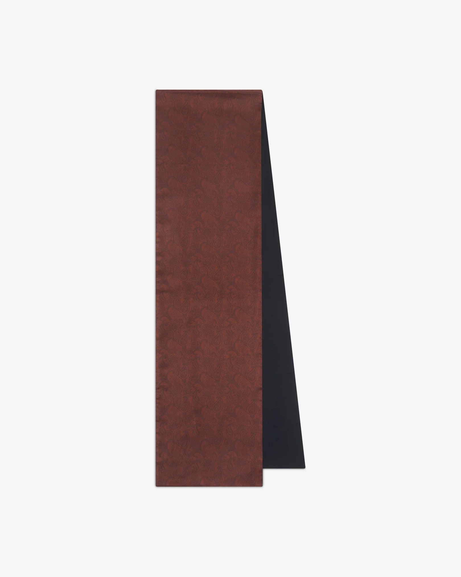 Wool-Backed Silk Dress Scarf - Tonal Paisley in Cocoa - Image 3