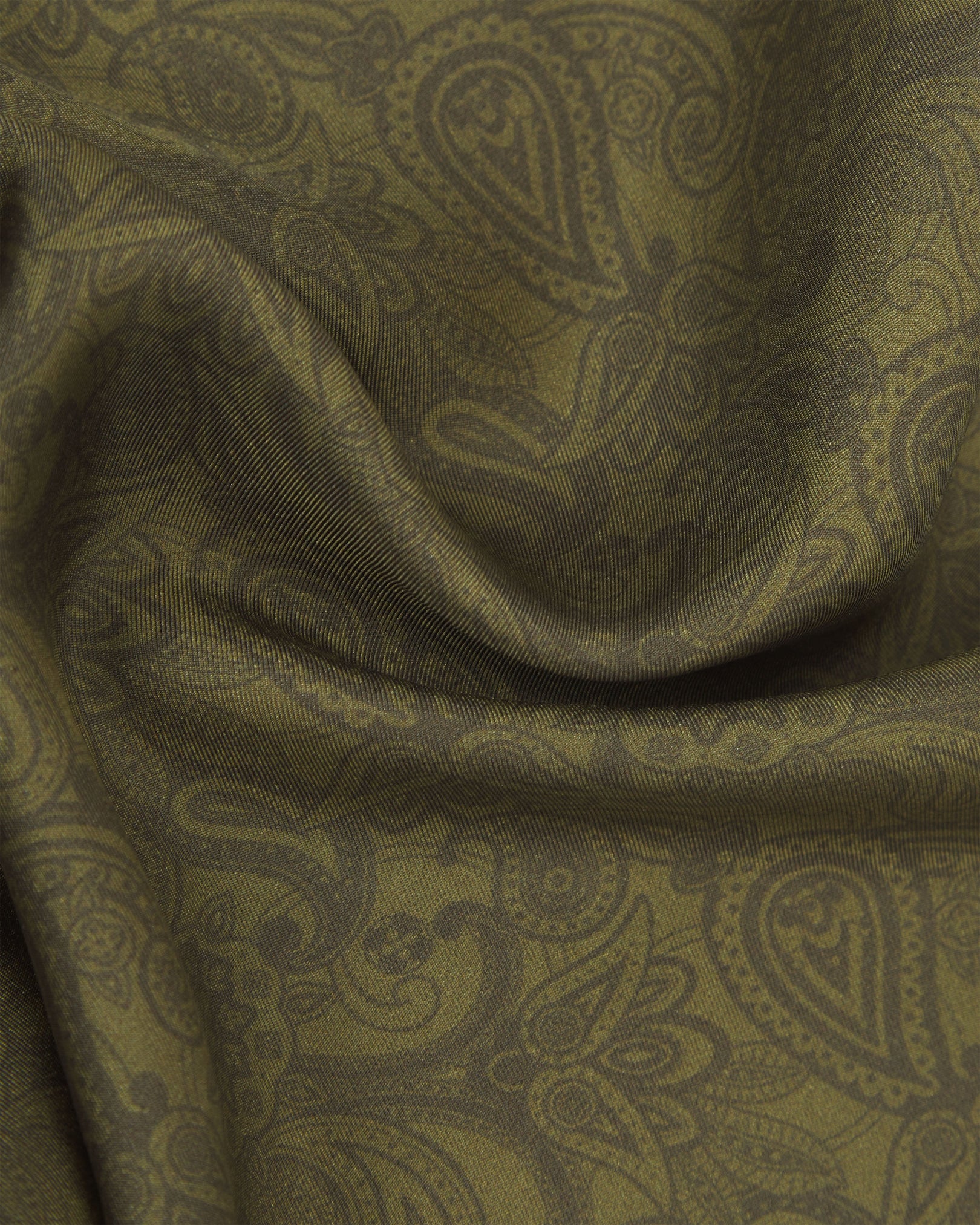 Silk Pocket Square - Tonal Paisley | Olive - Image 3