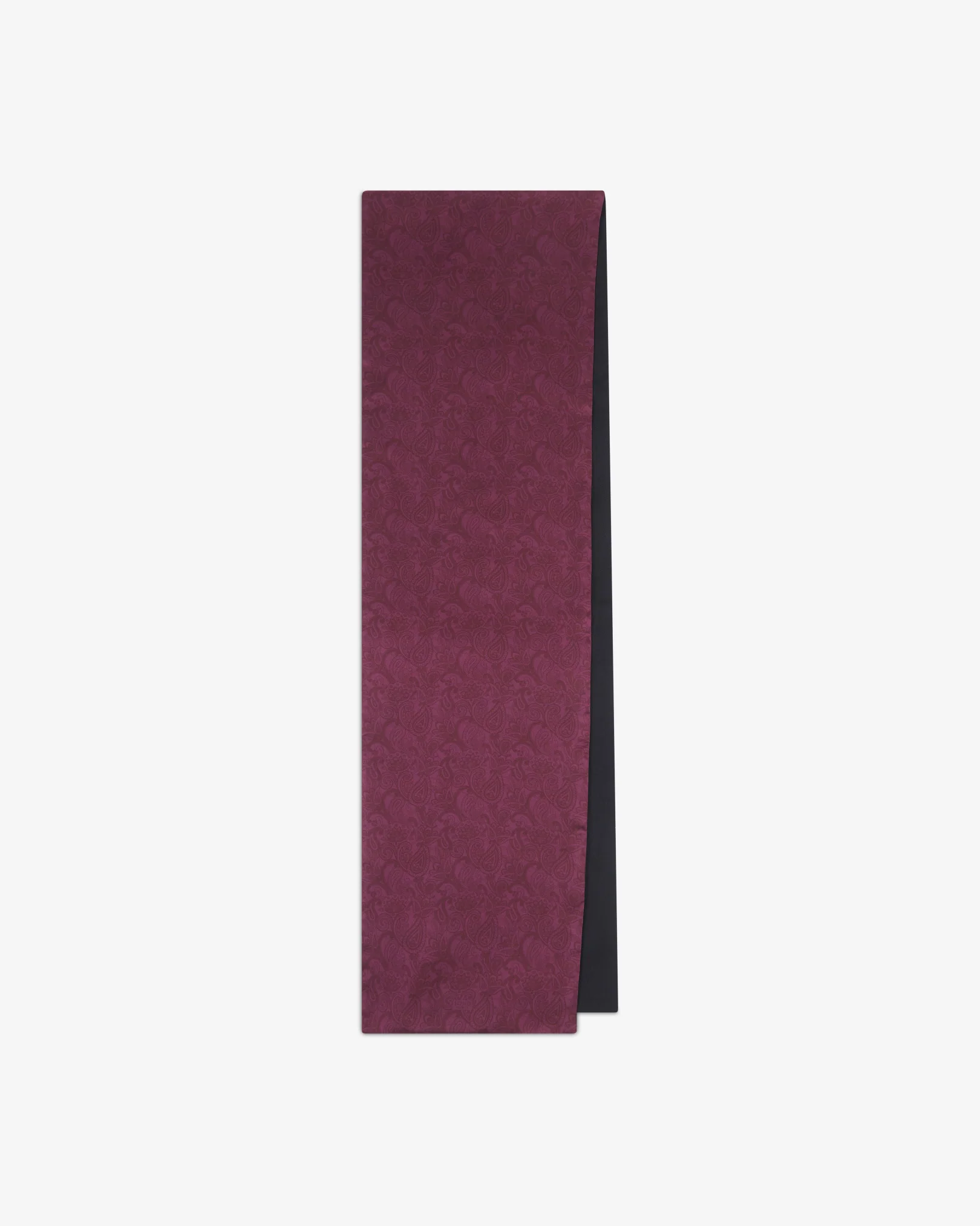 Men's Wool-Backed Silk Dress Scarf - Tonal Paisley in Purple - Image 3
