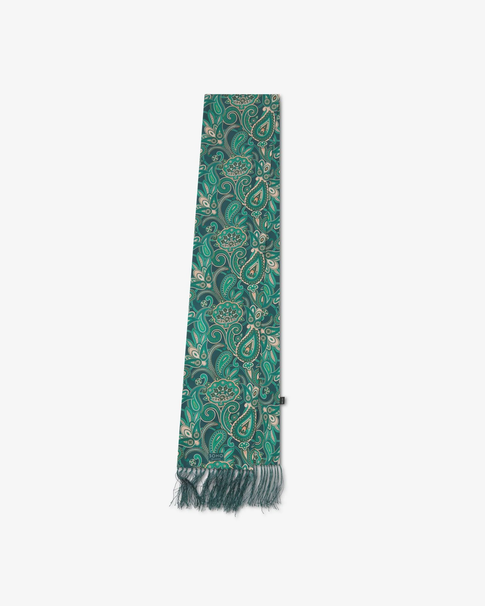 Silk Aviator Scarf in Emerald Paisley - The Windermere - Image 3