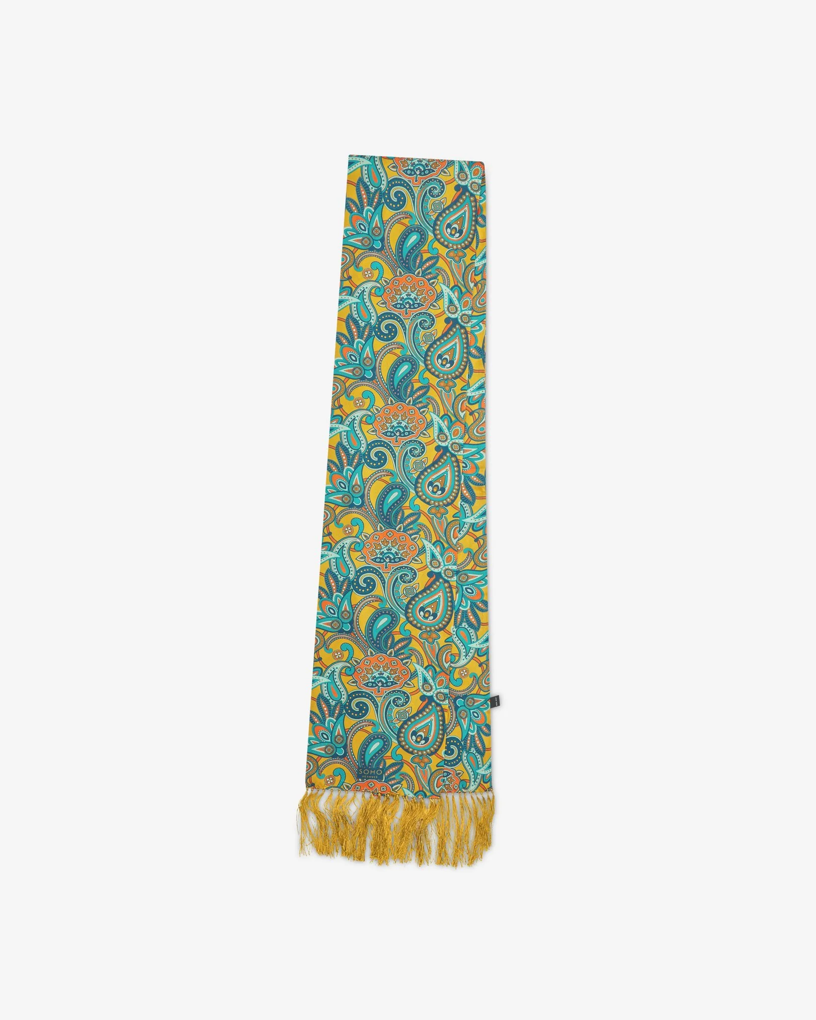 Silk Aviator Scarf in Gold Paisley - The Windermere - Image 3